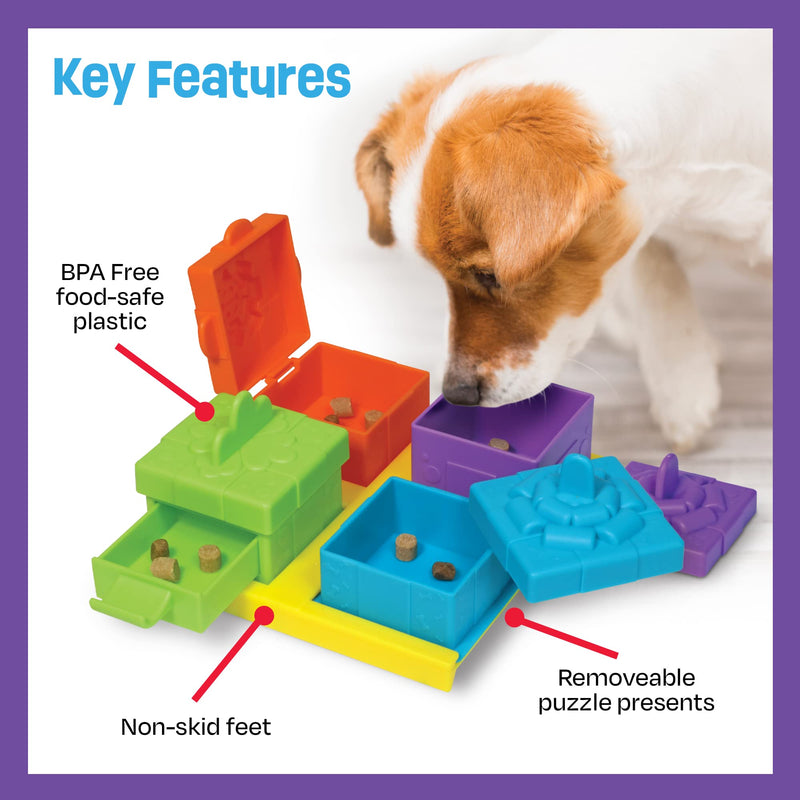 Brightkins Surprise Party Treat Puzzle - 4way Interactive Puzzle, Puzzles for Dogs, Toys for Dog Stimulation, Dog Treat Puzzles, Multicolor - BeesActive Australia