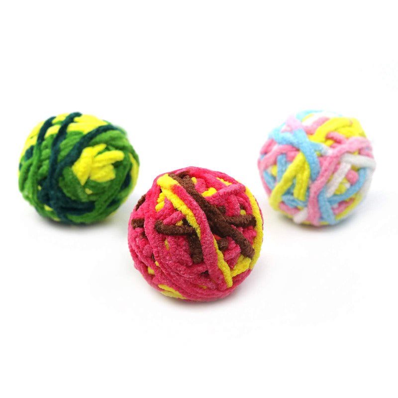 Cat Toys Balls Colorful Yarn with Bell Cat Chase Balls, Rainbow Woolen Yarn Balls, Furry Rattle Ball for Kitty and Kittens—Pack of 5 - BeesActive Australia