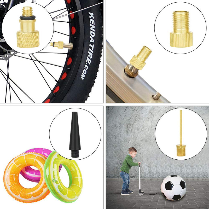HWYDTGS 16PCS Premium Brass Valve Adapter, Bike Tire Valve Adapters, Ball Pump Needle, Adapters Kit as Inflation Devices and Accessories fit for Standard Pump or Air Compressor - BeesActive Australia