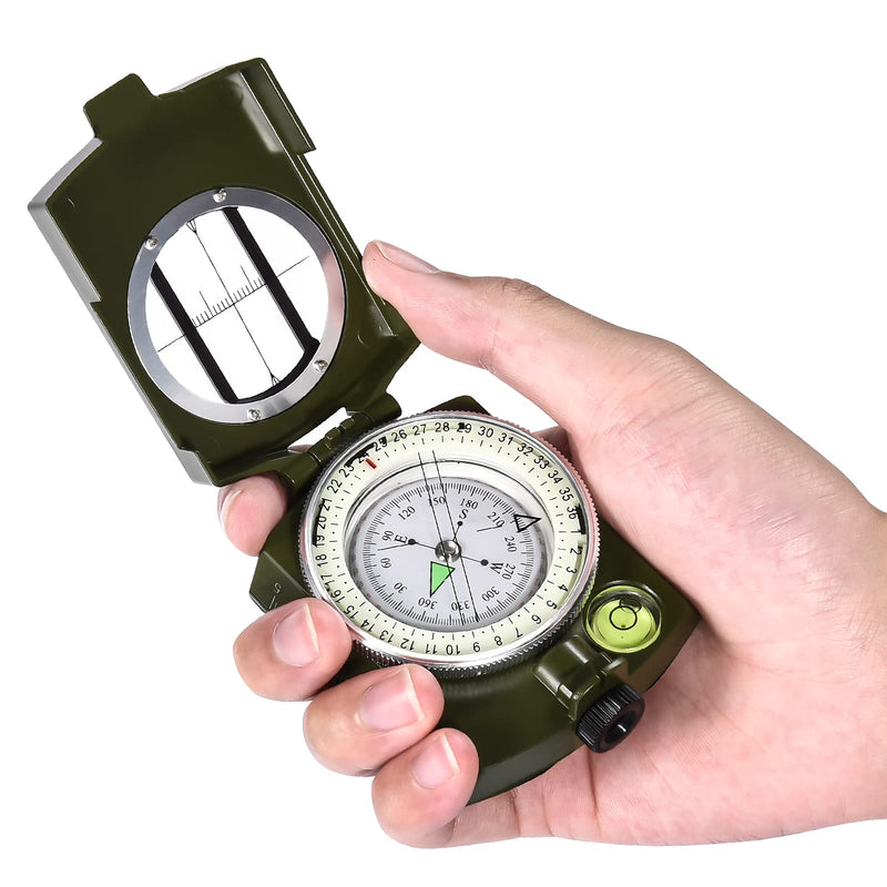 Military Lensatic Sighting Compass Survival with Carrying Bag, Compass for Hiking,Waterproof and Shakeproof, Army Green - BeesActive Australia