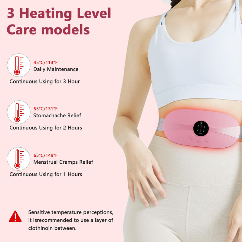 Portable Menstrual Heating Pad, KBCASE Period Cramp Heat Pad with 3 Setting Levels, Fast Heating Pad for Period Pain Relief, Electric Menstrual Belt for Stomach Back Pain Relief Women and Girl (Pink) Pink - BeesActive Australia