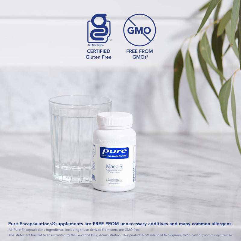 Pure Encapsulations - Maca-3 - Hypoallergenic Phytonutrient Supplement - Glucosinolates, Macamides and Macaenes - 60 Capsules - BeesActive Australia