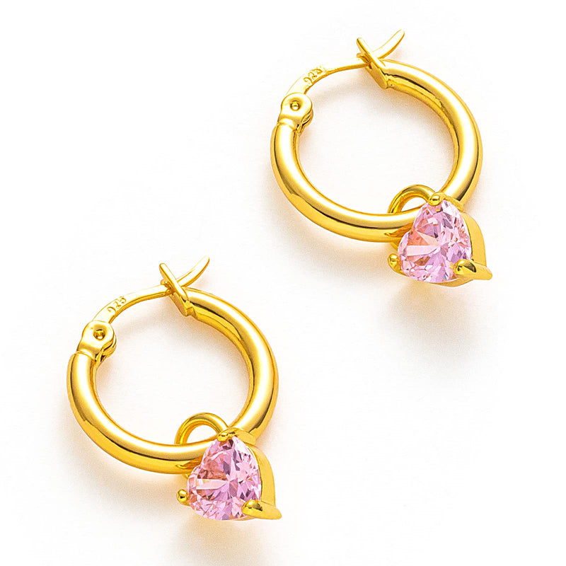 C.Paravano Hoop Earrings for Women | 925 Sterling Silver or 18K Gold Plated Hoop Earrings | Huggie Earrings for Women | Lightweight Hoops | Hypoallergenic Earring for Women EARRING_39_PINK - BeesActive Australia