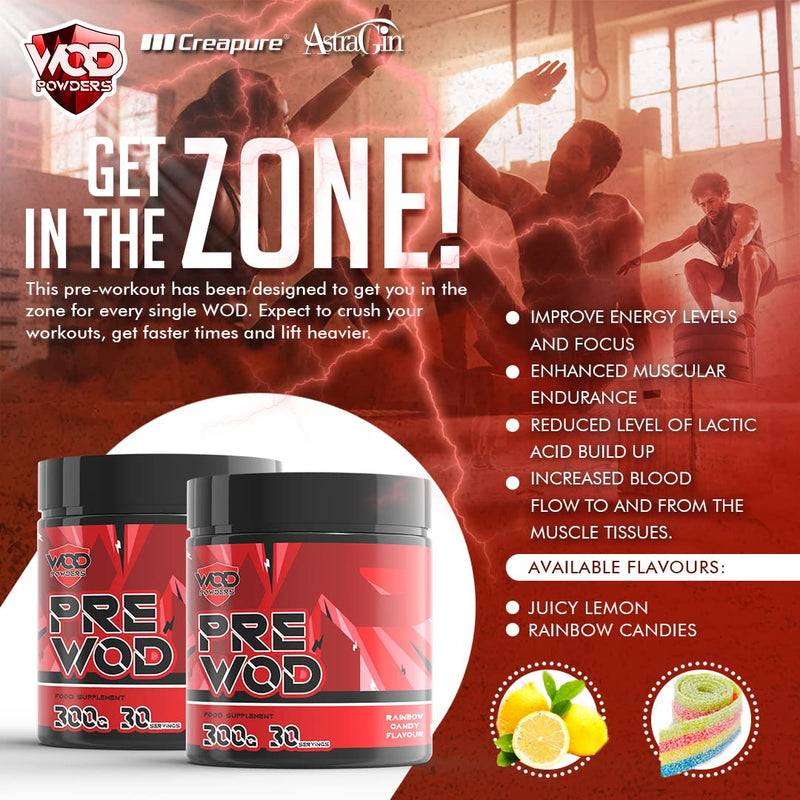 PRE WOD Pre Workout Supplement by WOD Powders - Elite Level Pre Workout Supplement Made in The UK for Functional Fitness (Juicy Lemon) Juicy Lemon - BeesActive Australia