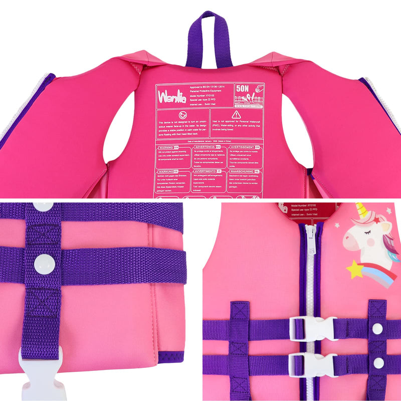 Wenlia Kids Swim Vest, Childrens Swimming Float Jacket Neoprene Swimsuit, Girls Boys Float Vest Buoyancy Swimwear for Learn to Swim/3-8Years/29-57KG Unicorn Small - BeesActive Australia