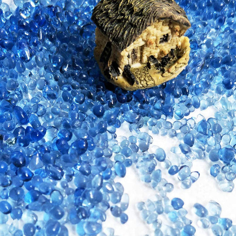 KISEER Clear Aquarium Glass Stone Bulk 1 LB Sea Glass Beads Gems Marbles Pebbles Gravel Rock for Aquarium, Fish Tank, Garden, Vase Fillers, Succulent Plants Decor (Sea Blue) Sea Blue - BeesActive Australia