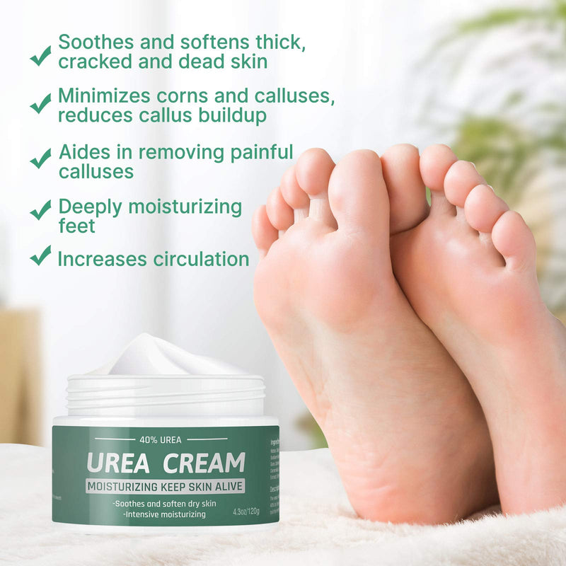 Urea Cream 40 Percent for Feet - Foot Cream for Dry Cracked Feet, Cracked Heel Repair, Elbows, Feet, Nails Edge, Hands, Exfoliates Dead Skin and Callus, Intensive Moisturizes & Softens Skin - BeesActive Australia