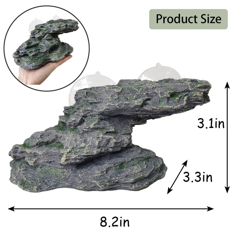 PINVNBY Turtle Basking Platform Reptile Climbing Shale Resin Step Ledge Stone Aquarium Ornament Rock Landscaping Decoration with Suction Cups for Frogs Newts Amphibians Lizard 8.2”Lx3.3”Wx3.1”H - BeesActive Australia