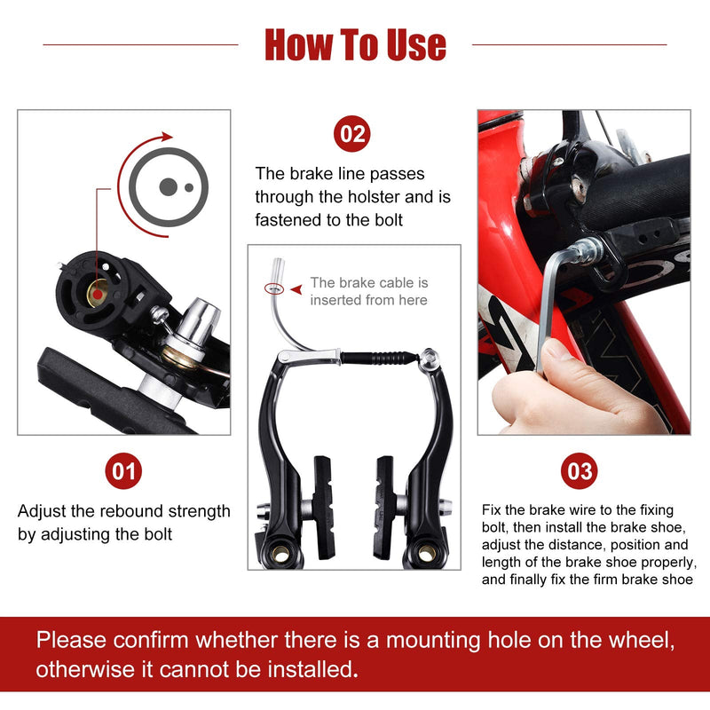 Complete Bike Brake Set, Black Front and Rear Bike MTB Hybrid Brake Inner and Outer Cables and Lever Kit Includes Callipers Levers Cables Black - BeesActive Australia