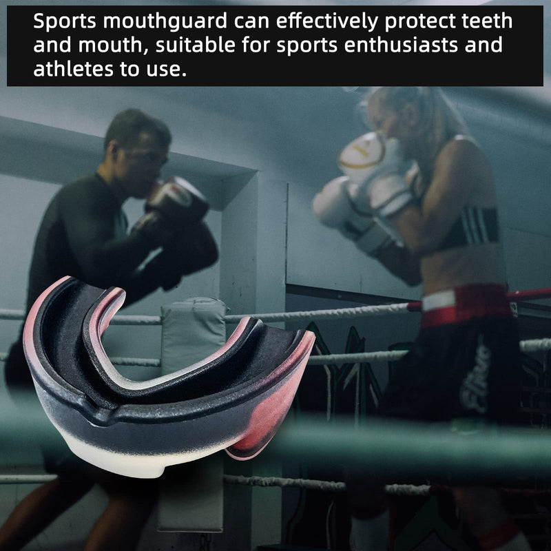 Adults and Junior Mouth Guard, Gum Shield with Case, Slim Fit Professional Mouthguards for Football, Hockey, Wrestling Rugby, Martial Arts, Boxing, MMA, Judo, Karate (Black + Light Red) Black + Light Red - BeesActive Australia