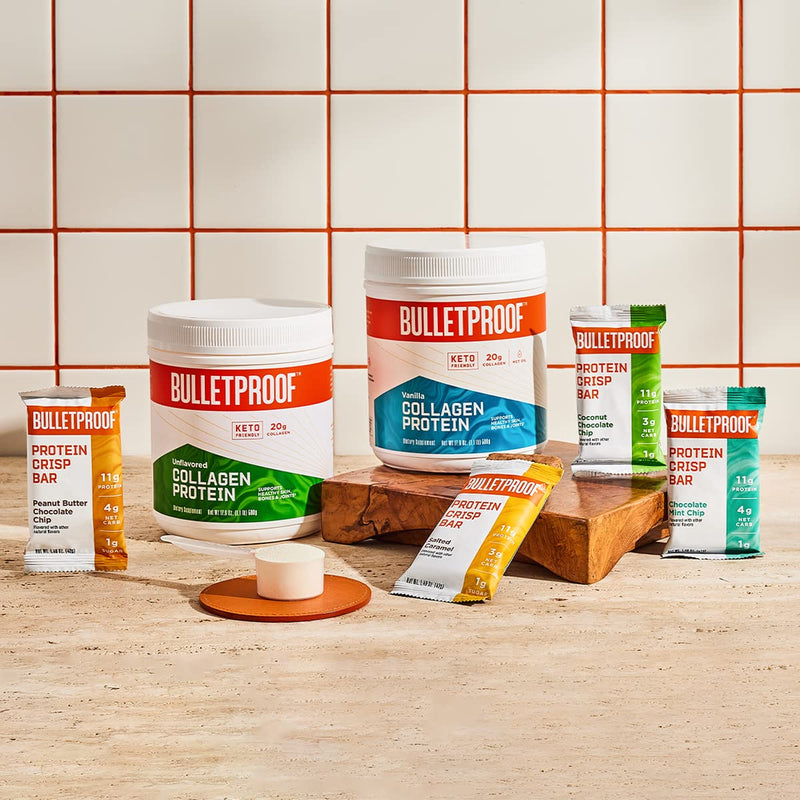 Bulletproof Protein Crisp Bars, Peanut Butter Chocolate Chip, 12 Pack, High Protein, Low Sugar - BeesActive Australia