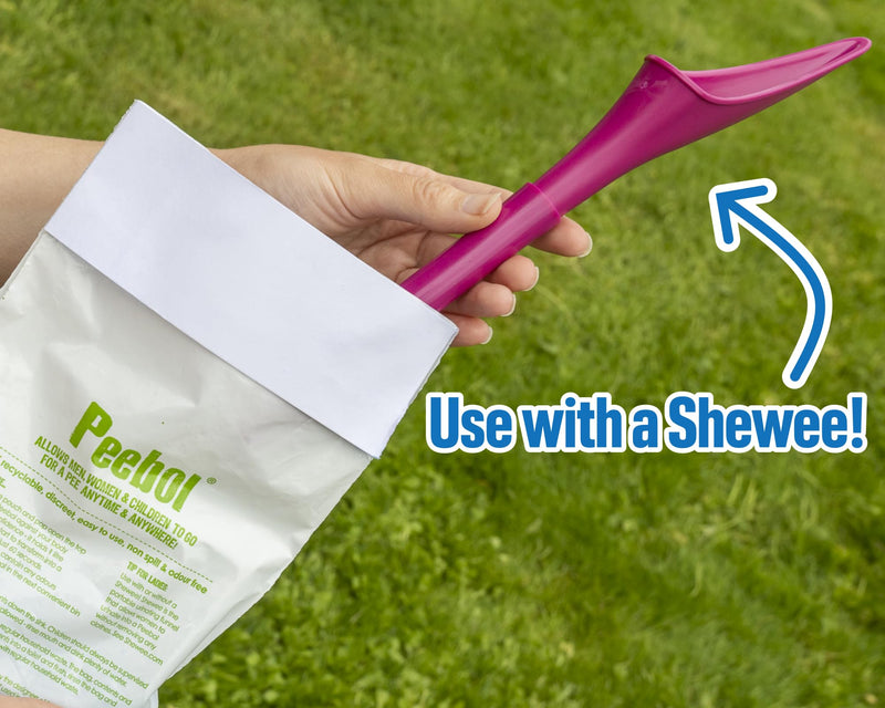 Peebol by SHEWEE – The Pocket-Sized Toilet – Rapidly Turns 1L of Urine into an Odourless & Solid Gel. Made in the UK, Disposable Urinal Bag for Everyone. Festival, Camping, Car & Travelling Essentials 8 Pack - BeesActive Australia