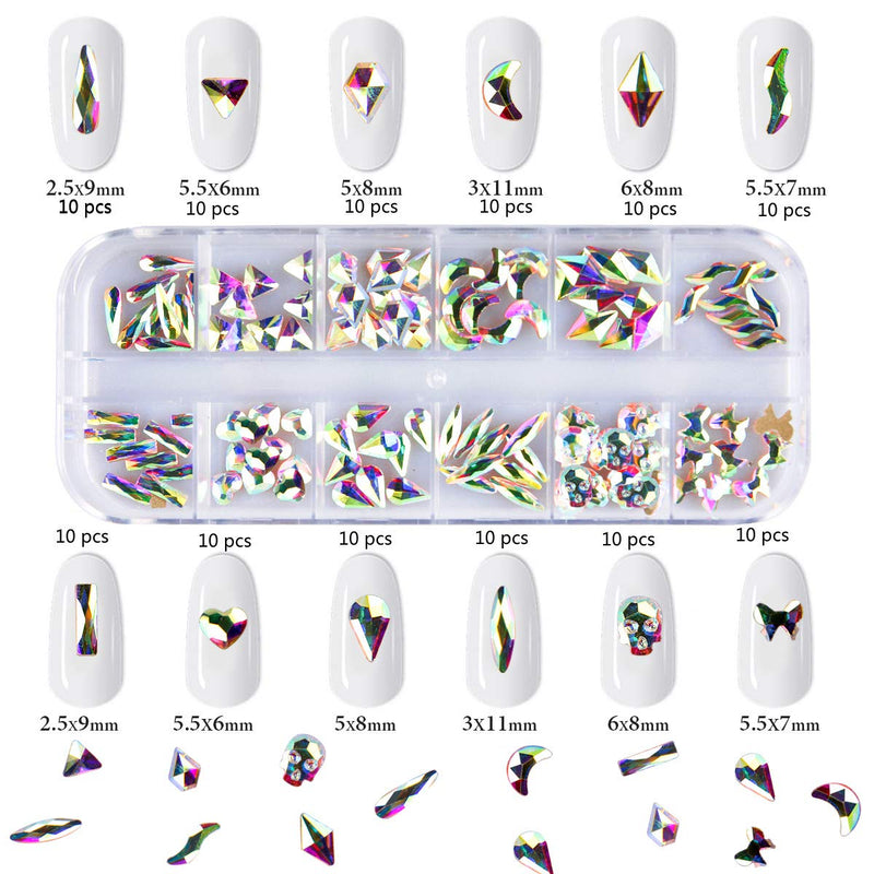 3312+120pcs Nail Crystal AB Rhinestones Set, Glass Round Stones & Multiple Shapes Gems and Micro Nail Pixie Beads for 3D Nail Art Kit - BeesActive Australia