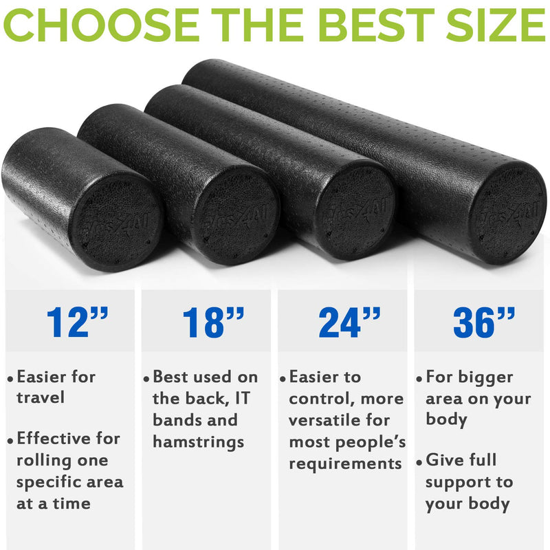 Yes4All EPP Exercise Foam Roller – Extra Firm High Density Foam Roller – Best for Flexibility and Rehab Exercises 12-inch Black - BeesActive Australia