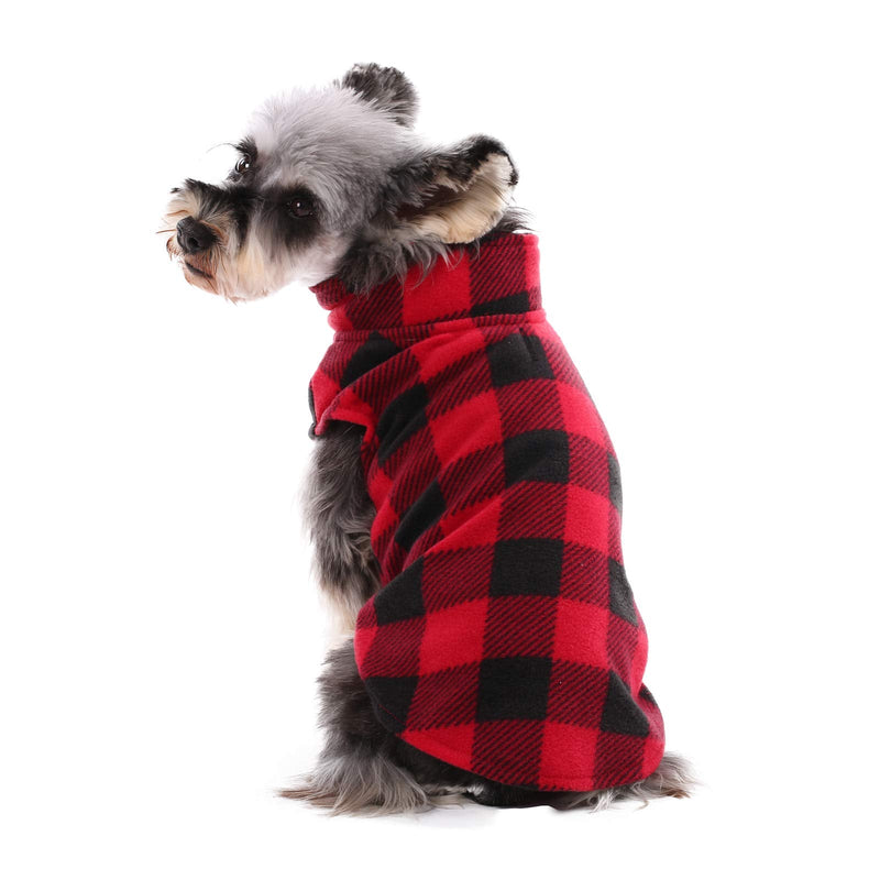 Kuoser Stretch Dog Fleece Vest, Soft Classic Plaid Basic Dog Sweater for Small Dogs & Cats, Warm Dogs Shirt Pullover Dog Coat Jacket Winter Dog Clothes for Teddy Chihuahua Yorkshire with Leash Hole Large (Pack of 1) Red Plaid - BeesActive Australia