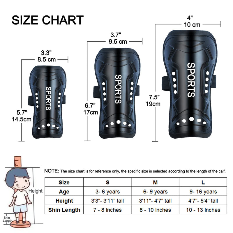 Soccer Shin Guards Pads with Socks Gear for Soccer 3,4,5 -16 Year Old and Up Little Girls Boys Kids Child Youth Toddler Teenagers L/ 4'7"-5'4" Tall Black/1 Pair Shin Gurads & Soccer Socks - BeesActive Australia