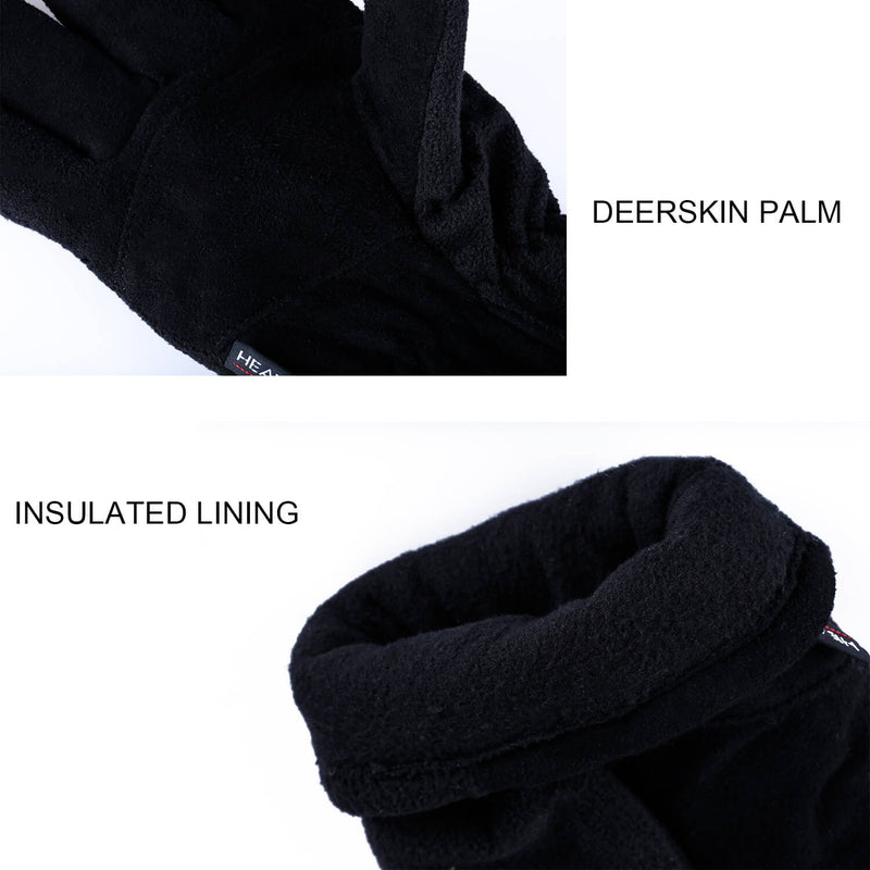 Men Women Winter Gloves Deerskin Suede Leather Palm -20°F Cold Proof Work Glove Denim-black Small - BeesActive Australia