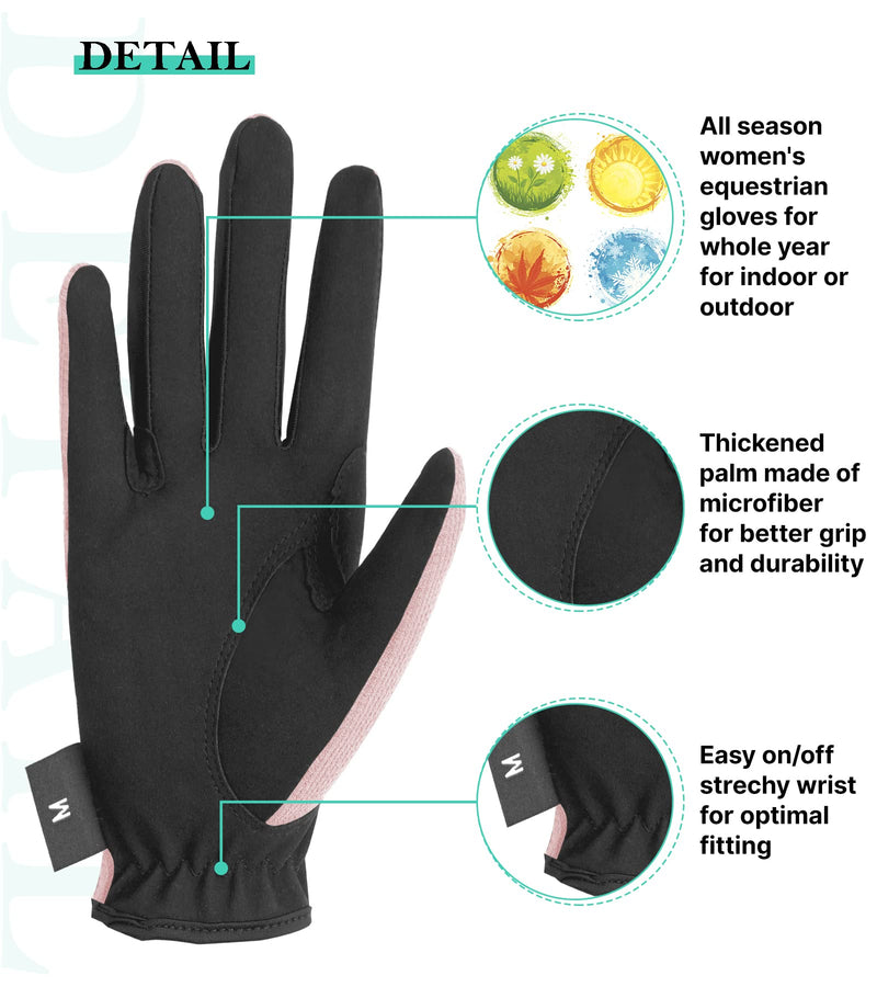 Thapower Women Horse Riding Gloves Winter Equestrian Horseback Gloves Lady Youth Girl Outdoor Star Pattern Mitts Perfect for Biking Cycling Gardening Pink Large - BeesActive Australia