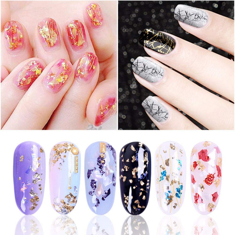 Pack of 24 Nail Paillette Chip Foil Nail Art Design Decoration with Nail Sticker As a Gift - BeesActive Australia