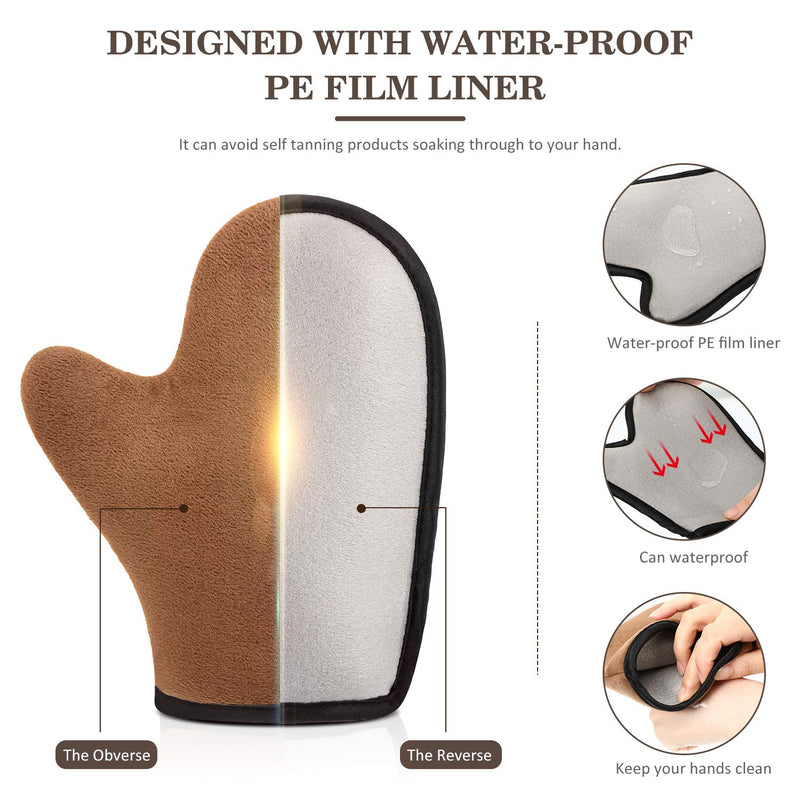4 Packs Self Tanning Mitt Applicators Sunless Tanning Mittens Double Sided Self Tanning Gloves Reusable Tanner Applicator Mittens Brown Tanner Gloves with Thumb - BeesActive Australia