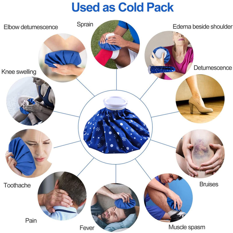 Ice Bag,Reusable Ice Cold Pack First Aid Ice Packs Hot & Cold Ice Bags First Aid Therapy Packs Refillable Flexible Waterproof Pouch for Sports Injury Pain Relief and Reduce Swelling (9 inches) 9 inches - BeesActive Australia