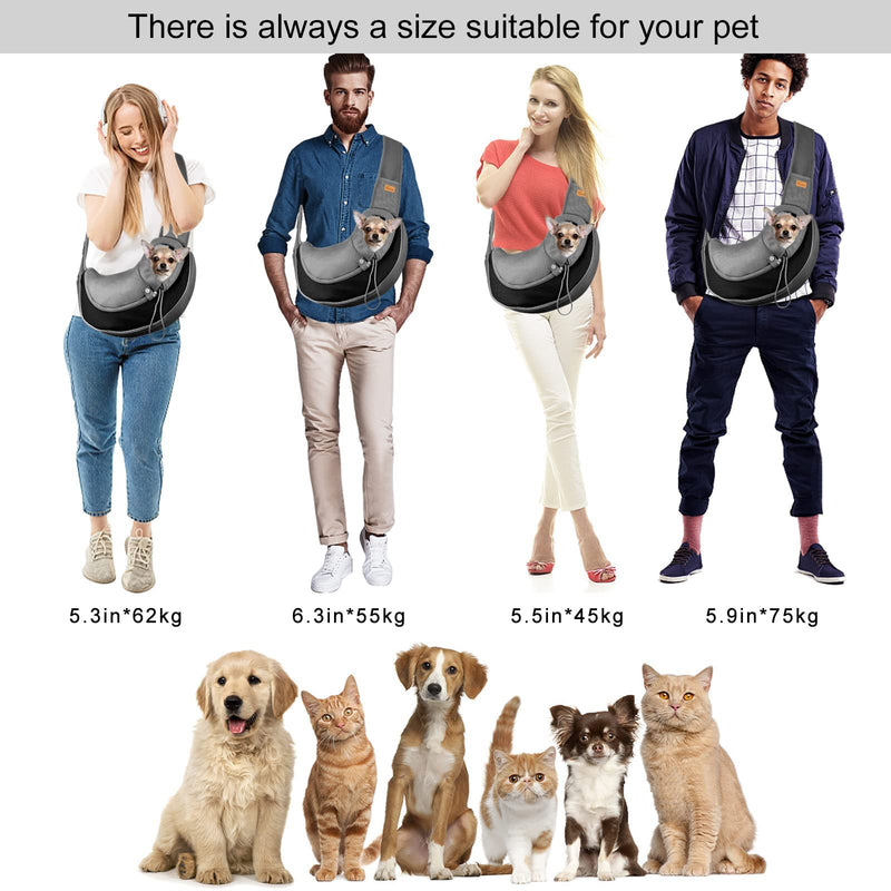 Cuby Pet Dog Sling Carrier Breathable Mesh Hand Free Adjustable Travel Safe Sling Bag Carrier for Puppy Dogs Cats L（12-17 lbs） Black - BeesActive Australia