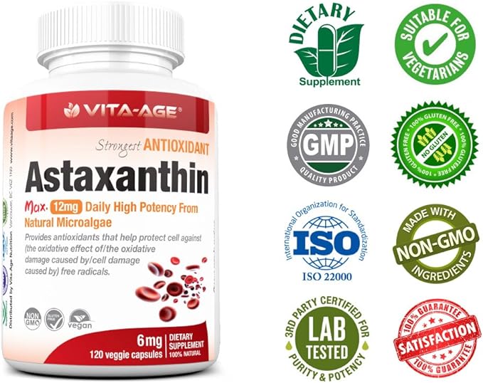 VITA-AGE Astaxanthin Powerful antioxidant (1-2 tablets/120 tablets per day) - BeesActive Australia