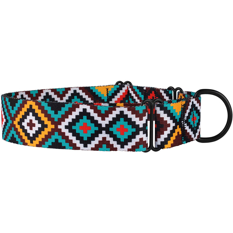 CollarDirect Aztec Martingale Collars for Dogs Heavy Duty Tribal Pattern Safety Nylon Training Collar Large Medium Small Ethnic Teal L, Neck Size 15"-20" - BeesActive Australia