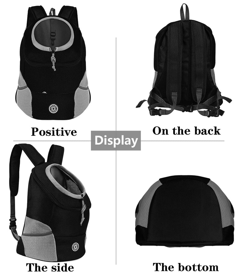 YESLAU Pet Dog Carrier Backpack with Breathable Puppy Dog Carrier Front Pack Small Medium Dogs Cats Rabbits for Travel Hiking Outdoor Black - BeesActive Australia