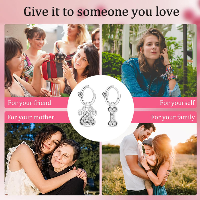 Hapour 925 Sterling Silver Hoop Earrings for Women -Large Simple Geometric Drop Earrings Jewelry Hypoallergenic Big Silver Hoop Earrings for Women Girls Cute Bone Claw Love Earrings - BeesActive Australia
