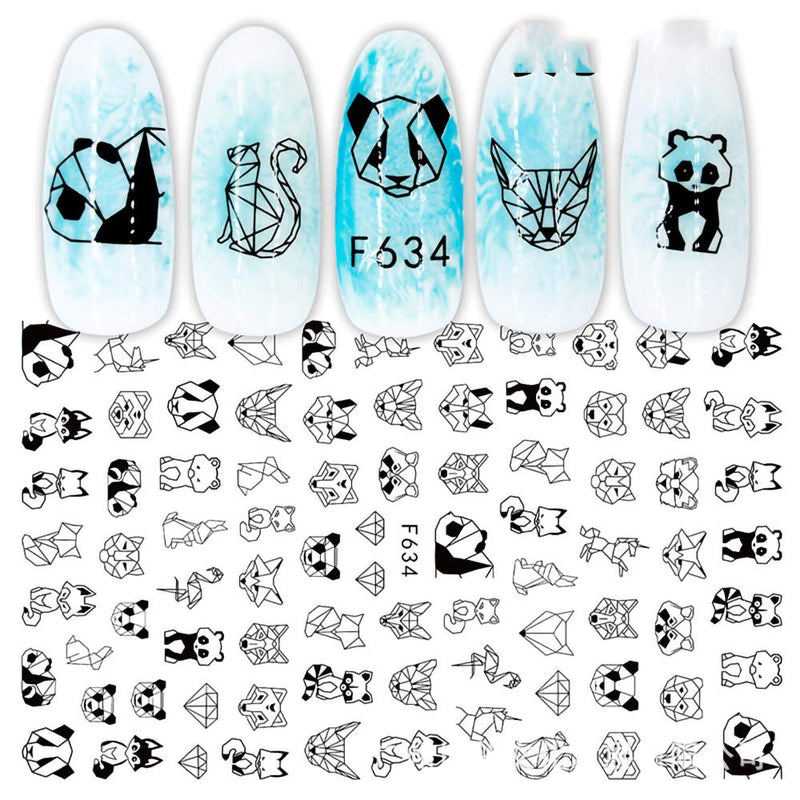 5 Sheets Black White Nail Art Stickers, 3D Roses, Hearts, Animals, Pandas, etc Self adhesive Nail Decals Art Design for DIY Nails Design Manicure Tips Nail Art Decor - BeesActive Australia