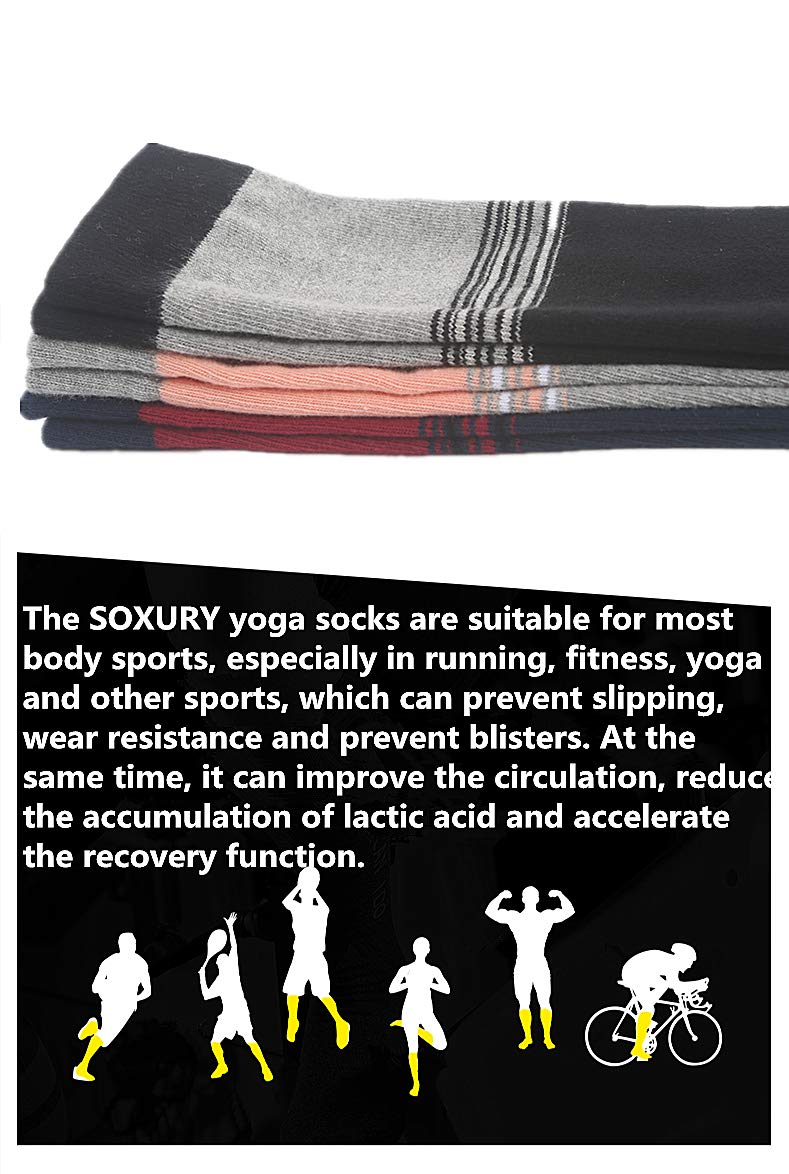 Yoga Socks for Women Non Skid Thigh Highs Knee High Pilates Ballet Dance Toeless and Five Toes Long Calf Socks Striped Light Grey - BeesActive Australia