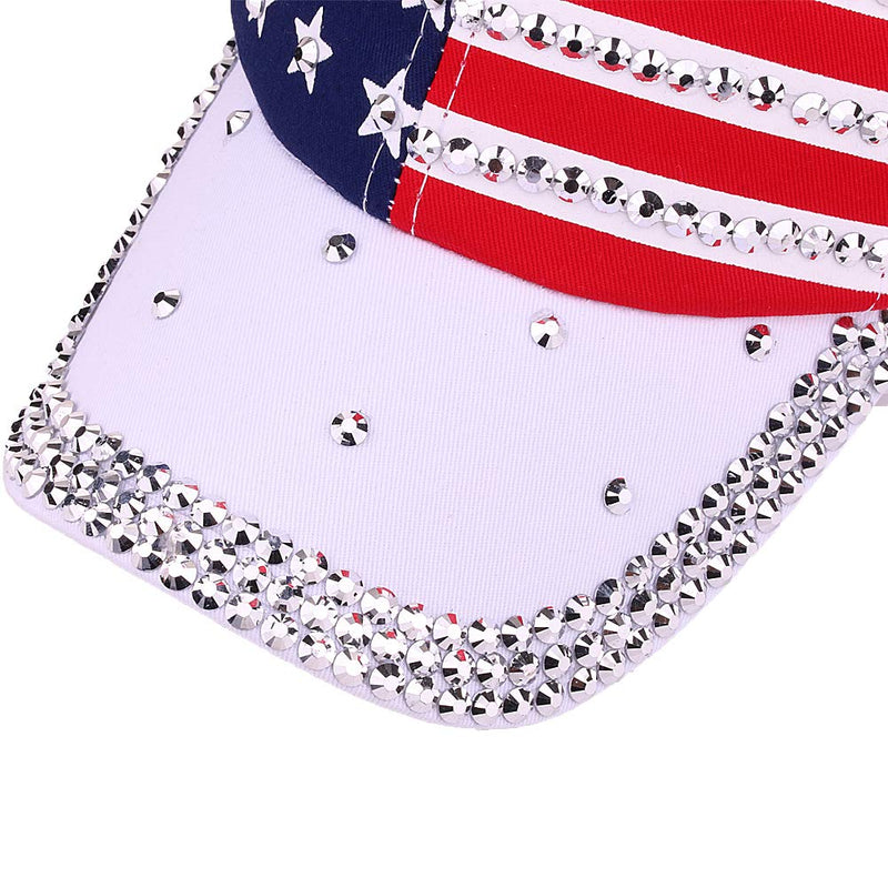 oaesc Patriotic American Flag Baseball Cap USA Bling Sparkle Hat for Men Women 4th July Summer Sun Cap White - BeesActive Australia
