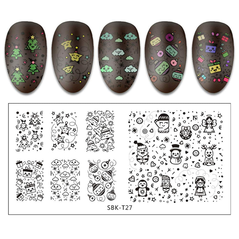 SILPECWEE 6Pcs Nail Stamping Plates Set Butterfly Flower Winter Nail Art Stamp Templates Manicure Salon&DIY Tools NO2 - BeesActive Australia