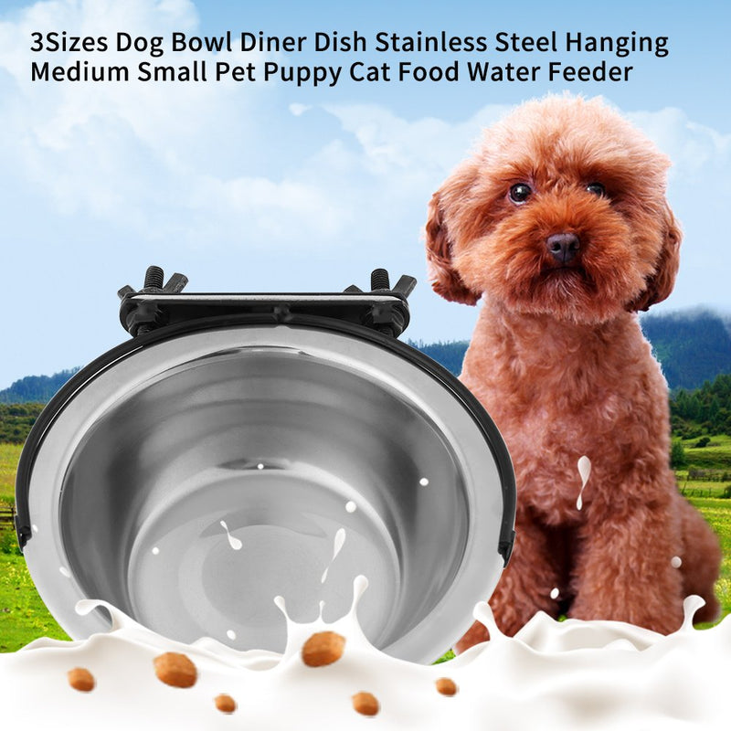 GOTOTOP Dog Plates Bowl, Pets Feeding Bowl Stainless Steel Cat Feeder Diner Dish Hanging Design Wide Opening and Base Pet Food Water Dishes Set for Puppy Kitten Small Medium Dog Pets(XL) X-Large - BeesActive Australia