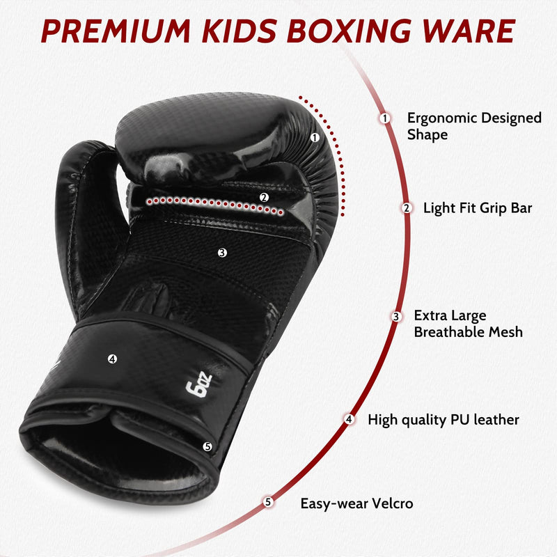 Saeepabul Kids Boxing Gloves for Boys and Girls, Boxing Gloves for Kids 3-15, Youth Boxing Training Gloves, Kids Sparring Punching Gloves for Punching Bag, Kickboxing, Muay Thai, MMA, 6oz - BeesActive Australia