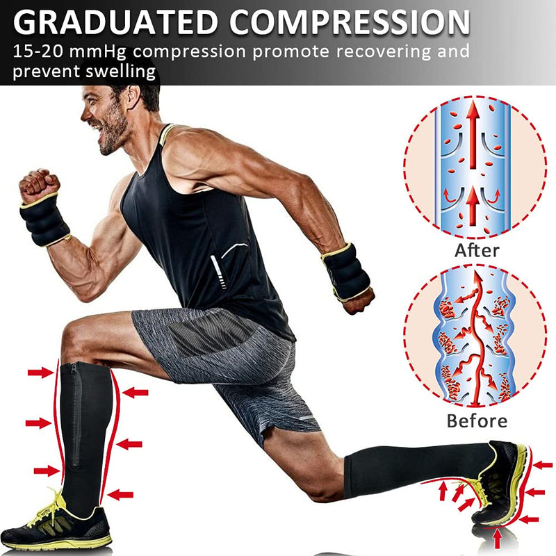 Ailaka 15-20 mmHg Zipper Compression Socks for Women Men, Closed Toe Support Graduated Medical Varicose Veins Hosiery, Perfect for Athletics, Running, Flight Travel, Support, Edema, Pregnancy 2X-Large (1 Pair) Black - BeesActive Australia