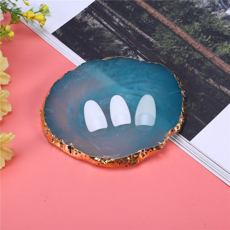 Natural Resin Stone Nail Art Plate, Nail Art Display Holder, Nail Art Tools Polish Drawing Color Palette(Blue) Blue - BeesActive Australia