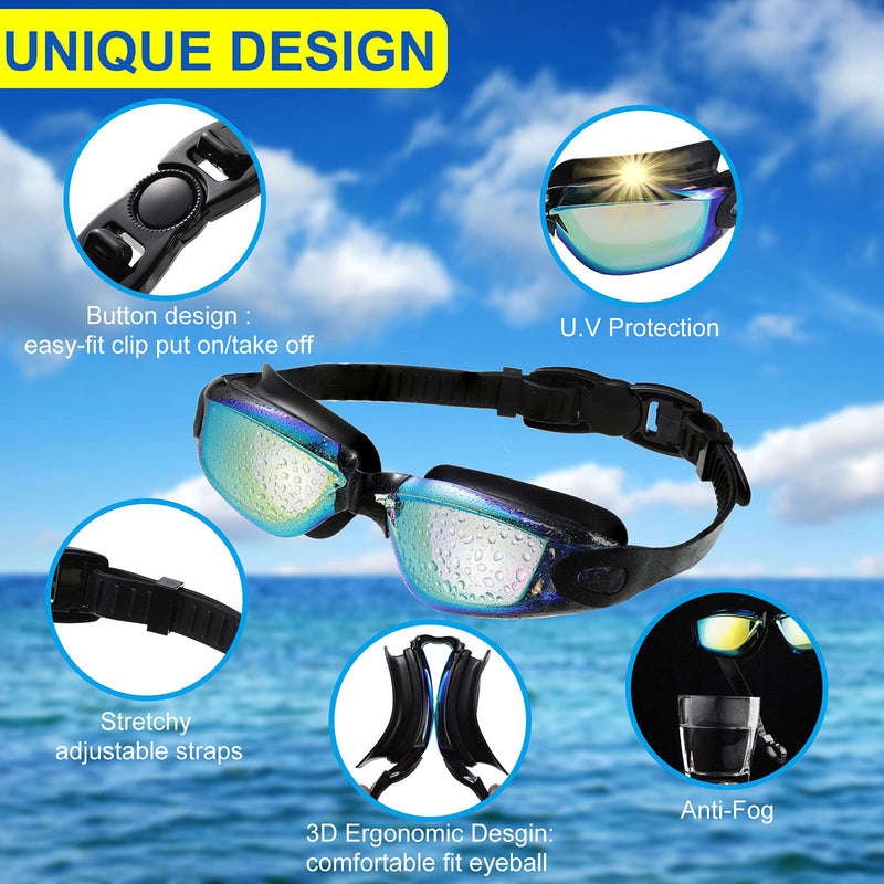 Frienda 2 Pieces Swim Goggles No Leaking Anti Fog Swim Glasses and 2 Pieces Neoprene Swimming Mask Strap Cover Diving Mask Strap Hair Protector Wrap for Men Women - BeesActive Australia