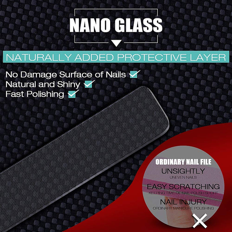 Nano Glass Nail File, 4 Crystal Nail Buffers Polisher for Natural Nails Tempered Glass Shiner & 1 Triangle Cuticle Nail Pusher Peeler Scraper, 5 Packs Manicure Tools Kit Crystal 5Pcs - BeesActive Australia