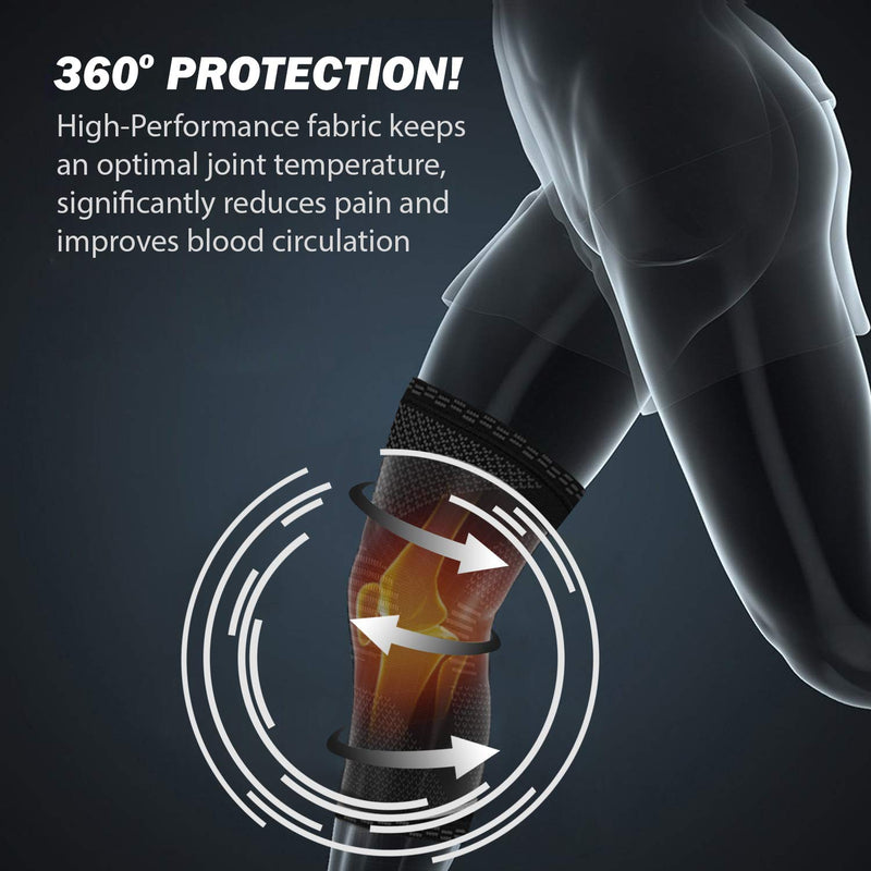 POWERLIX Knee Compression Sleeve - For Men & Women – Knee Support for Running, Basketball, Weightlifting, Gym, Workout, Sport Black Large - BeesActive Australia
