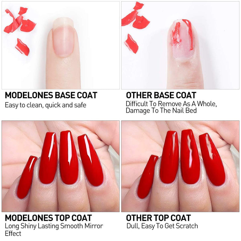 Modelones Matte Top Coat Base Coat for Gel Nail Polish, 3Pcs No Wipe Top Coat, Long Lasting High Gloss Shiny and Matte Effects DIY at Home, 10ml Each Bottle - BeesActive Australia