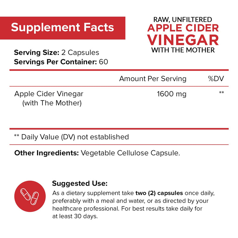 Apple Cider Vinegar Capsules with The Mother - 120 Vegan ACV Pills - Best Supplement for Healthy Weight Loss, Diet, Keto, Digestion, Detox, Immune - Powerful Cleanser & Appetite Suppressant Non-GMO - BeesActive Australia