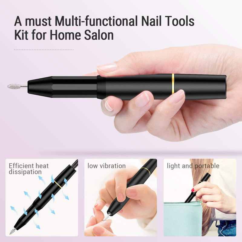 Professional Electric Nail Drill Machine Nail Drill Kit For Acrylic, Gel Nails, Manicure Pedicure Polishing Shape Tools with 11Pcs Nail Drill Bits(Black) - BeesActive Australia