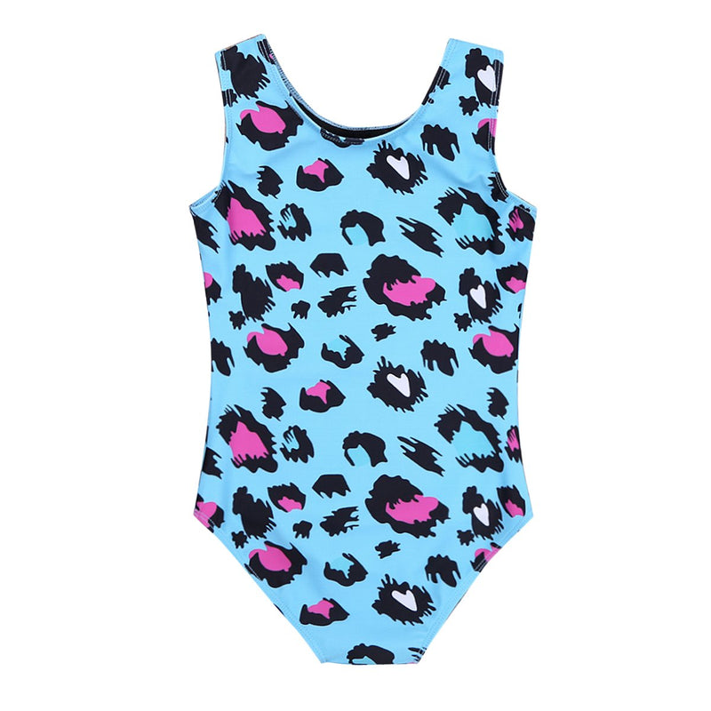 ACSUSS Kids Girls Leopard Printed Sleeveless Tank Top Leotard Ballet Dance Gymnastics Bodysuit Jumpsuit Dancewear Blue 2-3 - BeesActive Australia