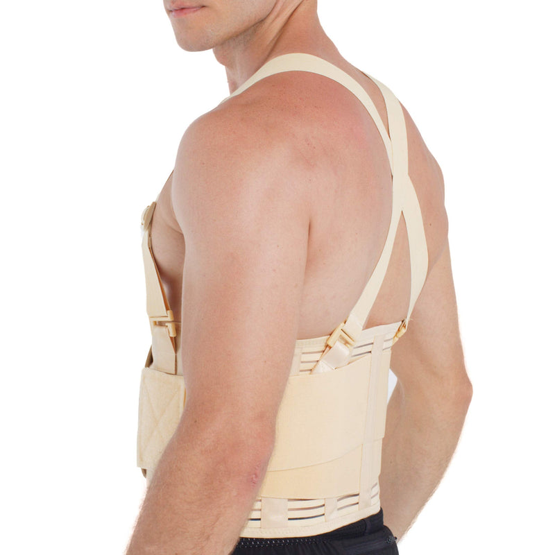 Neotech Care Adjustable Back Brace Lumbar Support Belt with Suspenders, Beige, Size M - BeesActive Australia