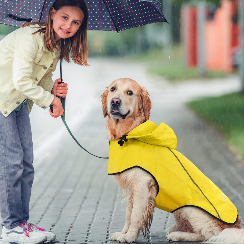 Dog Raincoat,Waterproof Hooded Slicker Poncho,Dog Reflective Safety Dog Rain Jacket,Windproof Snow-Proof Dog Rain Coat,Dog Raincoats for Small,Medium,Large Dogs Yellow Medium - BeesActive Australia