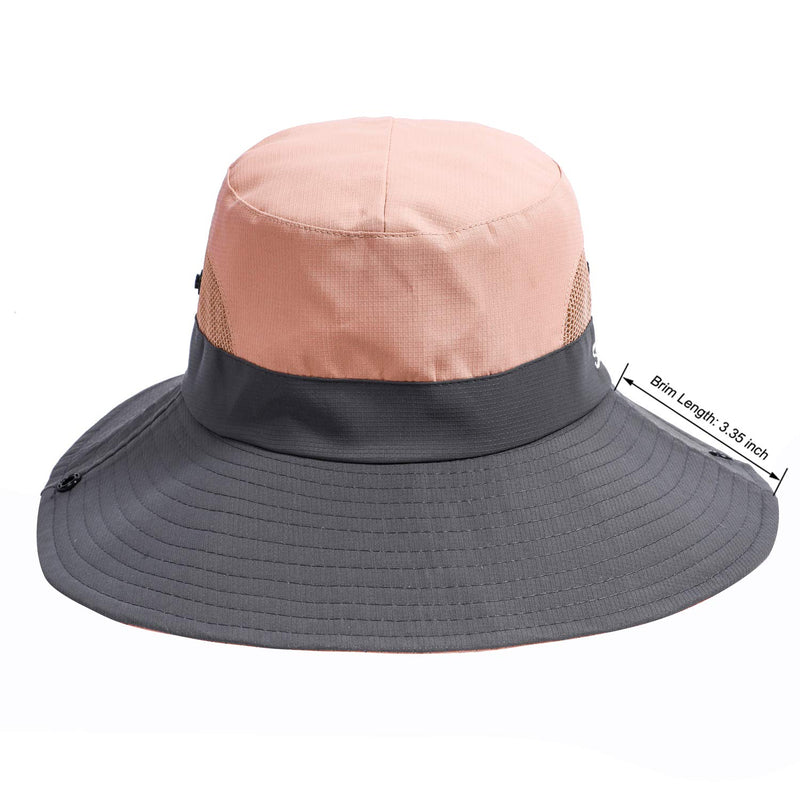 [AUSTRALIA] - VICSPORT Women Sun Hat Wide Brim Bucket Mesh Boonie Cap Outdoor Fishing Hats UV Protection Pink 