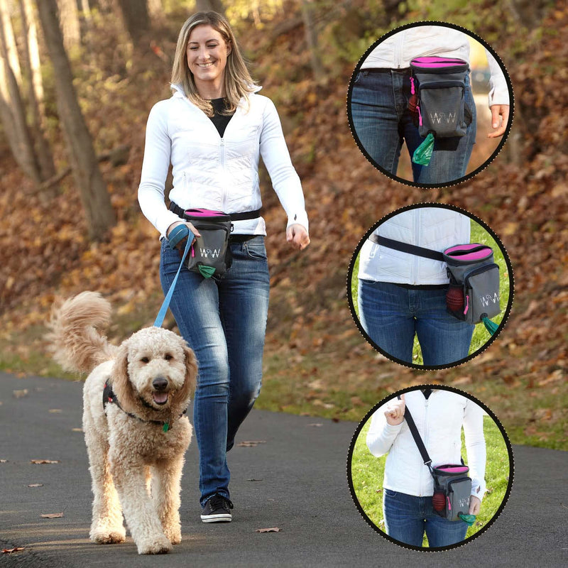 WOLF IN WINTER© Pet, Dog or Horse Treat Pouch Bag with Neoprene Split Top Patent-Pending - Stylish, Quality Dog Training Treat Pouch with XL Shoulder Strap, Belt and Clip, Exterior Storage Pocket - BeesActive Australia