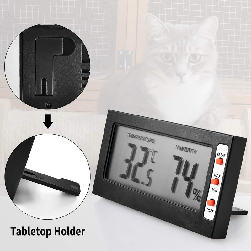 Simple Deluxe Digital Thermometer and Hygrometer with Humidity Probe for Reptile Tank/Egg Incubator Easy to Read, Thermo&Hygro Meter, Black 2-Pack - BeesActive Australia